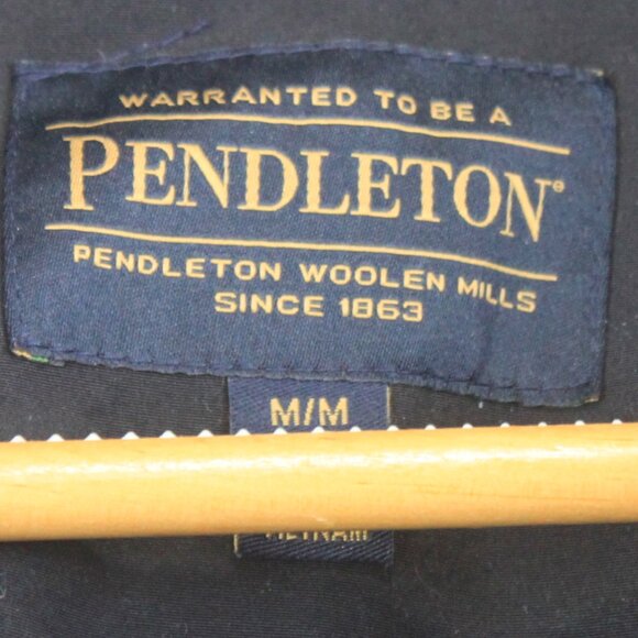 Pendleton Navy Blue Plaid Lined Hooded Rain Coat Jacket - Picture 9 of 15